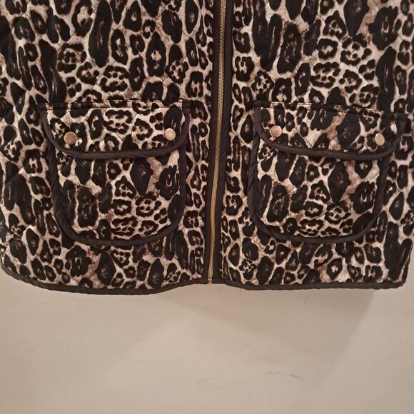 Casual Identity Vest Women's XL Leopard Print Quilted Insulated Classic Winter - Picture 3 of 7